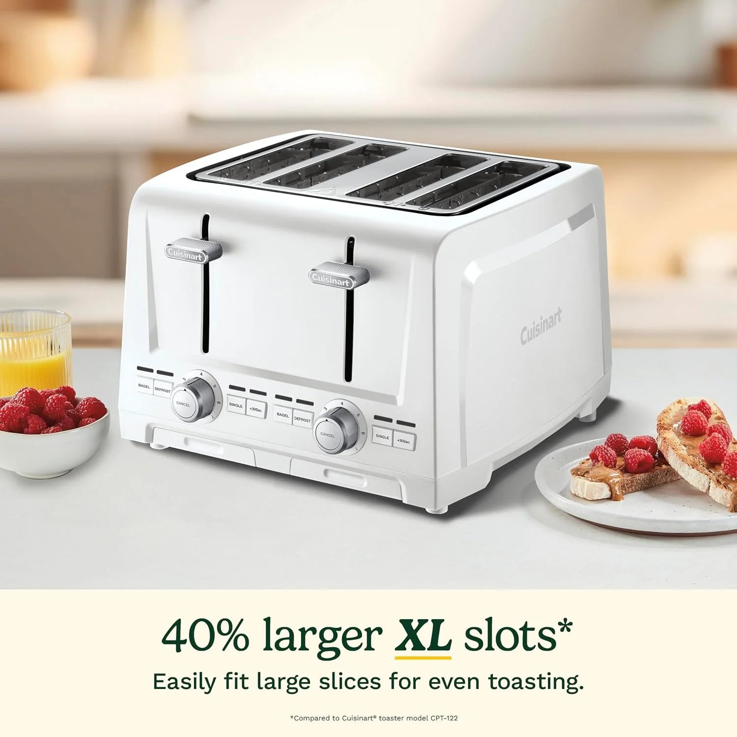 Cuisinart 4-Slice XL Slot Toaster, Extra-Wide Slots, 7 Shade Setting, White