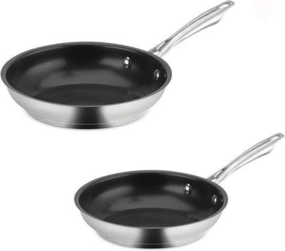 Cuisinart Professional Series Stainless Steel Non-Stick Skillet Set, 8” & 10”