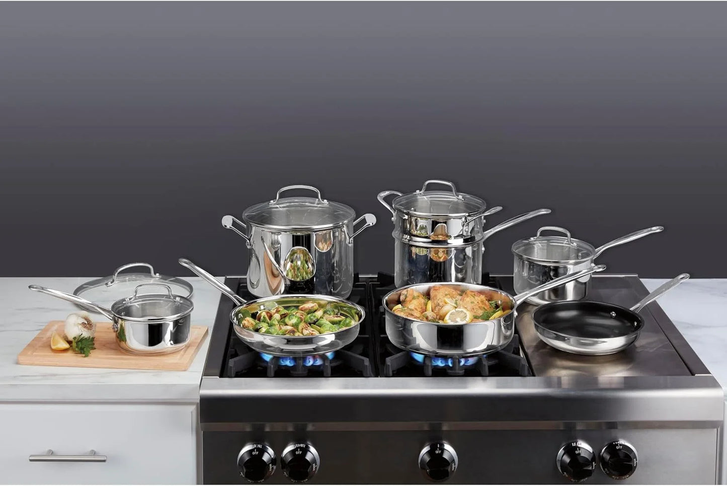 Cuisinart Chef's Classic Stainless Cookware 13-Piece Set, 77-13