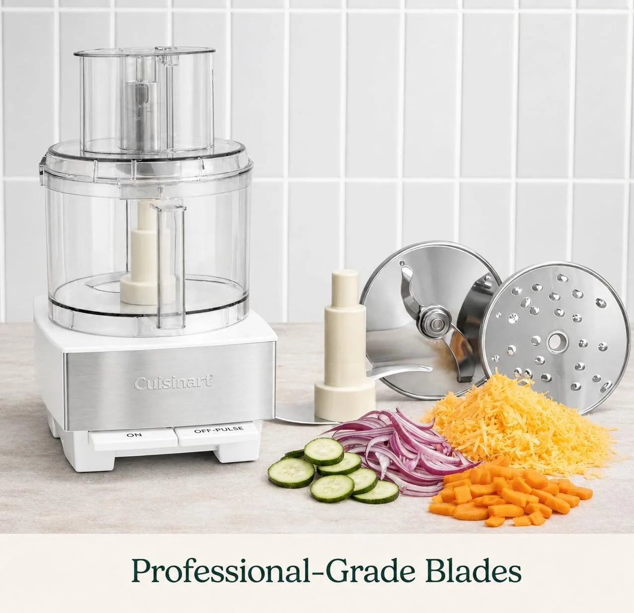 Cuisinart Food Processor 14-Cup Vegetable Chopper for Mincing, Dicing, Shredding, Puree & Kneading Dough, White, DFP-14BCWNY