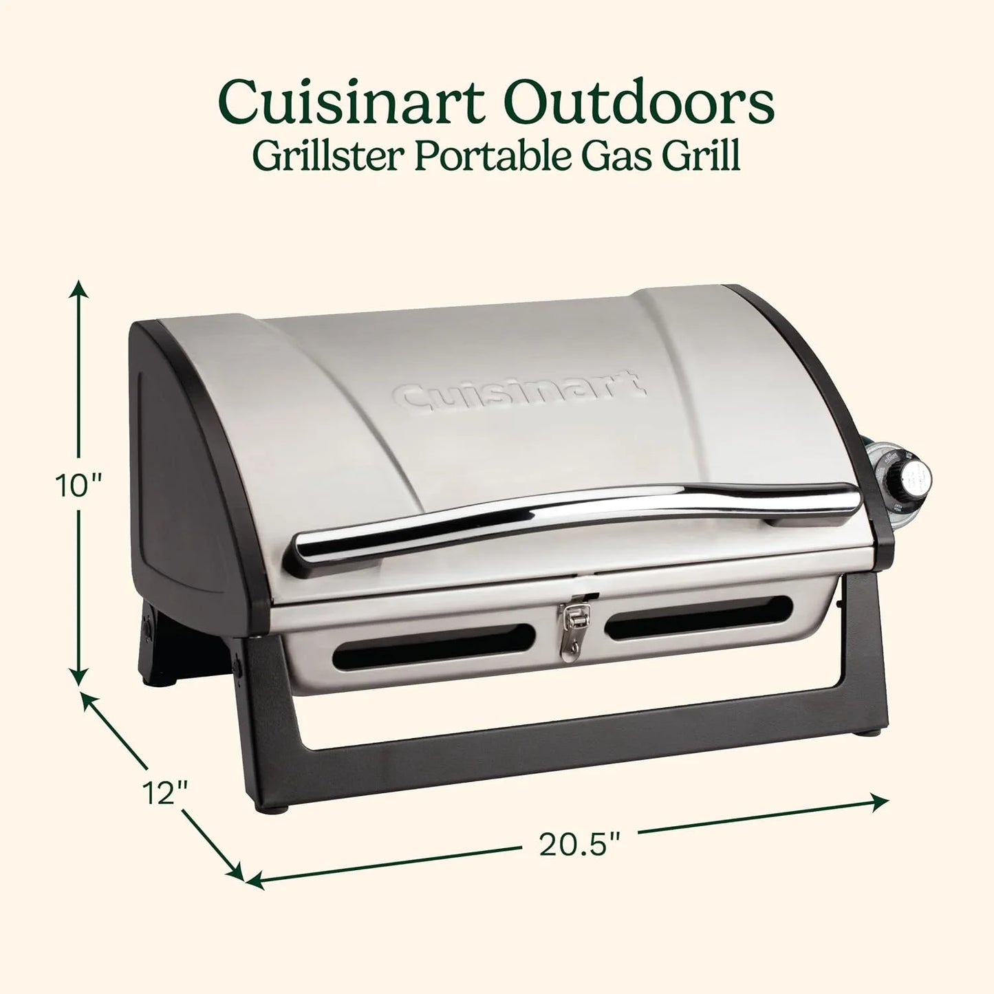 Cuisinart Gas Grill with Locking Lid, Portable, 8,000 BTU, 10 lbs.