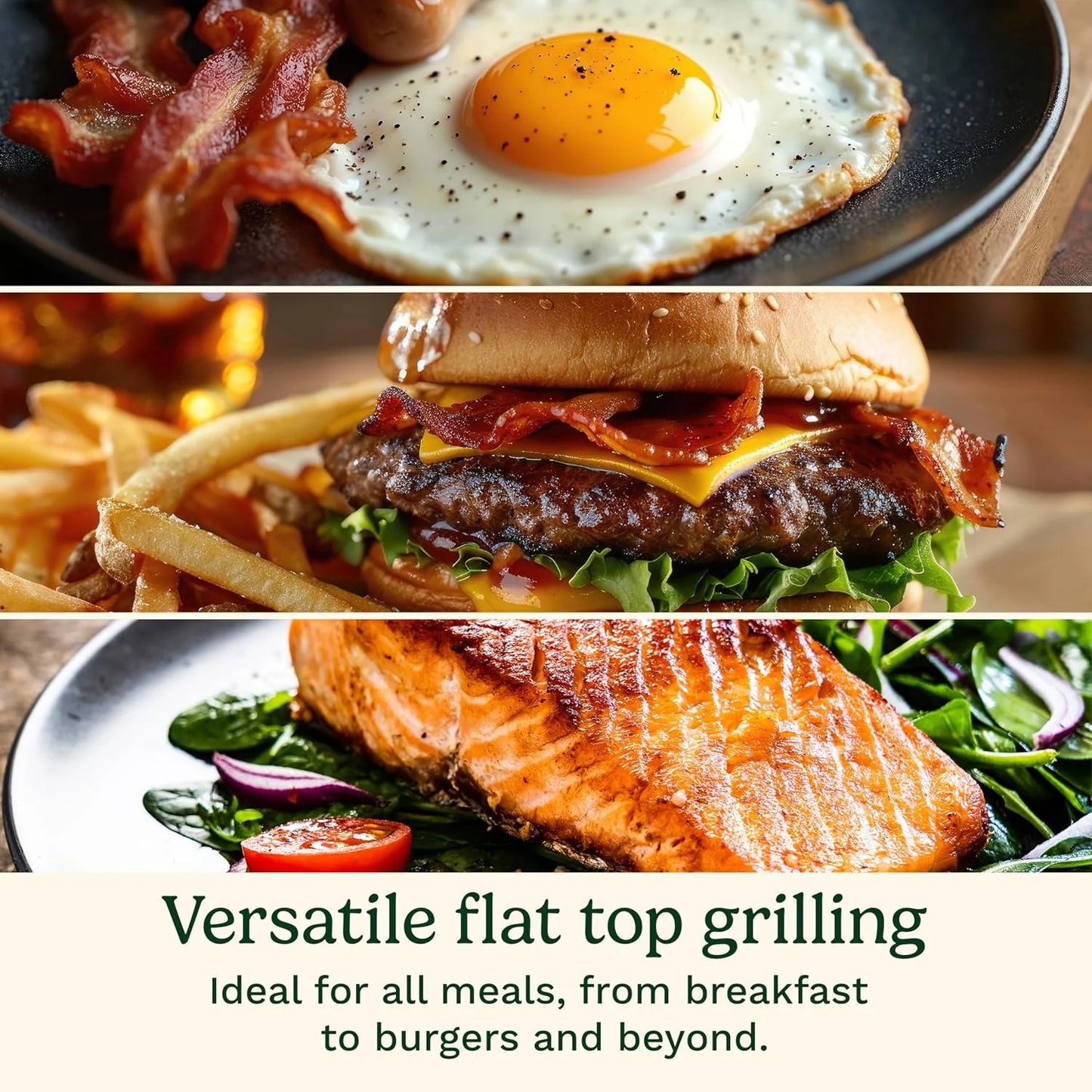 Cuisinart FlavorBoost™ Flat Top Griddle Plate, Ceramic Nonstick Cast Aluminum Griddle Insert for FlavorBoost® Outdoor Electric Grill, Even Heating Flat Top Grill Plate for Breakfast, Burgers, and More