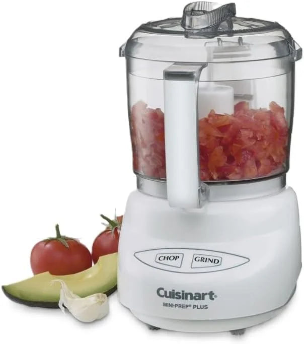 Cuisinart Mini-Prep Plus Food Processor, 3 Cup Mini Food Processor to Chop Herbs, Vegetables, and Hard Cheese, 3 Cup Work Bowl, Reversible Stainless Steel Blade, DLC-2A, White