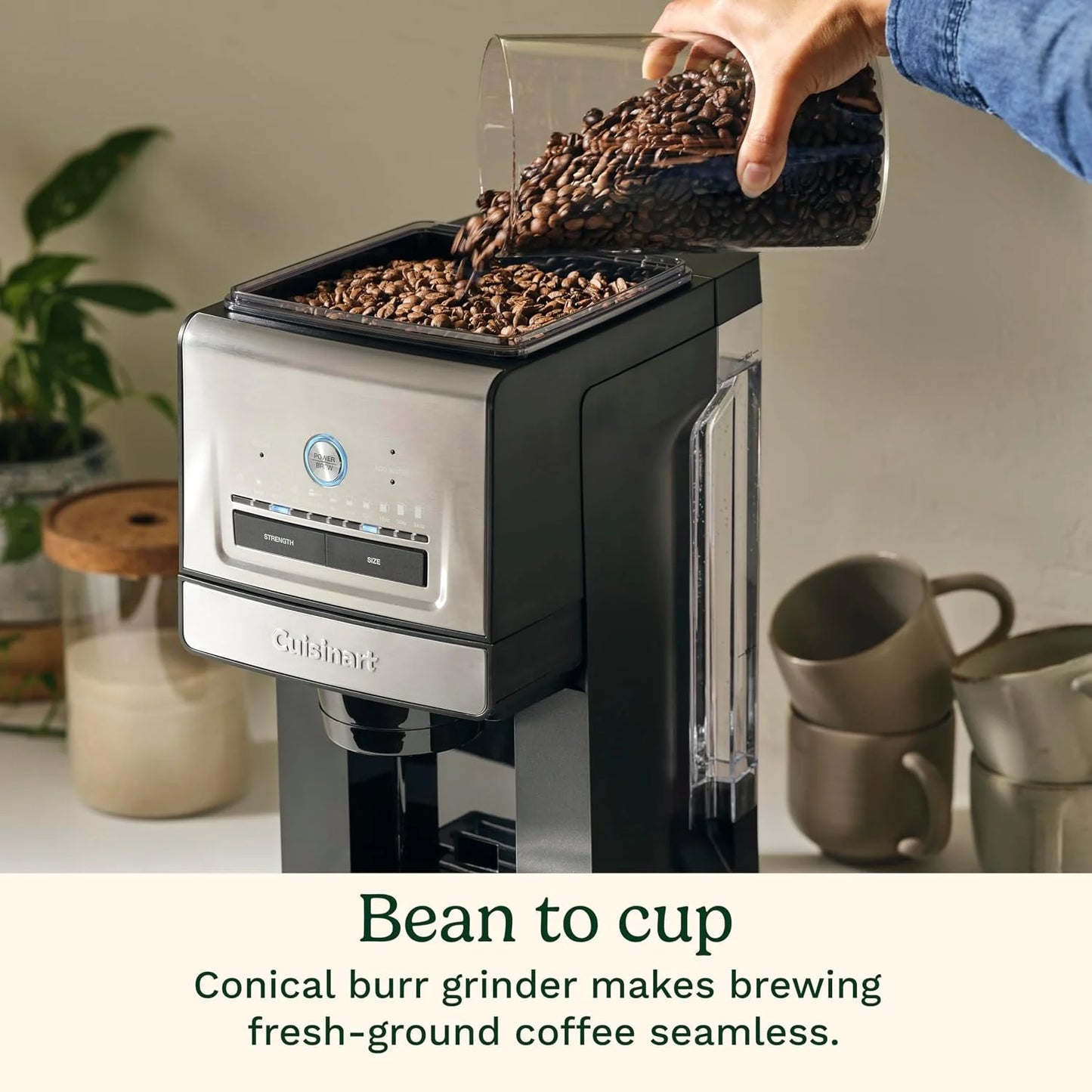 Cuisinart Coffee Maker, Grind and Brew Single Serve Coffee Maker, 6 Cup Sizes, Built-in Stainless Steel Burr Mill, Adjustable Strength, Grind Control and Over Ice Feature, Easy Cleaning, DGB-30