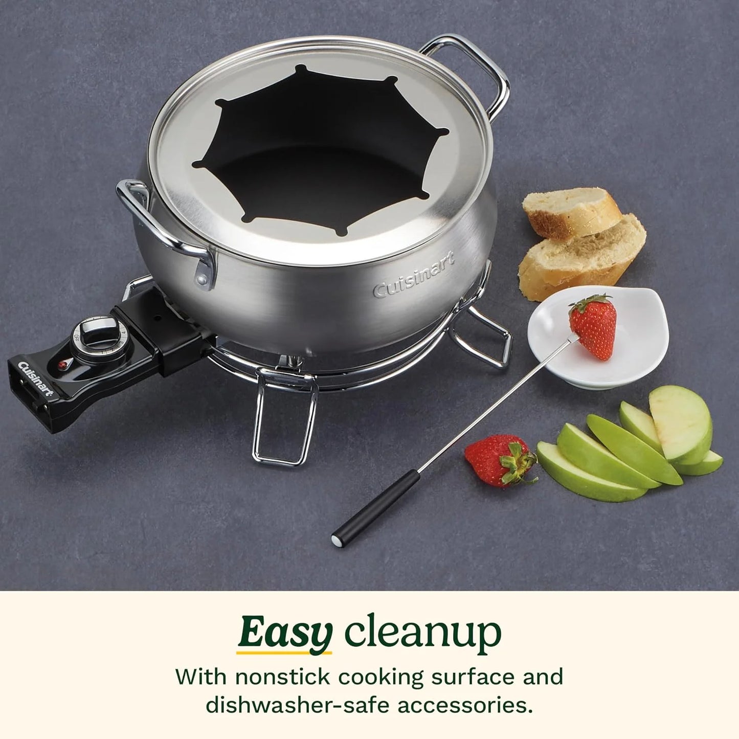 Cuisinart Electric Fondue Set, Nonstick Interior, 3-Quart Pot & 8 Forks