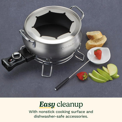 Cuisinart Electric Fondue Set, Nonstick Interior, 3-Quart Pot & 8 Forks