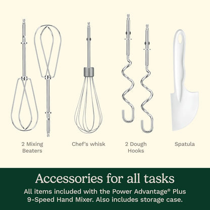 Cuisinart Electric Hand Mixer, 9 Speeds, Extra Long Beaters, 220W