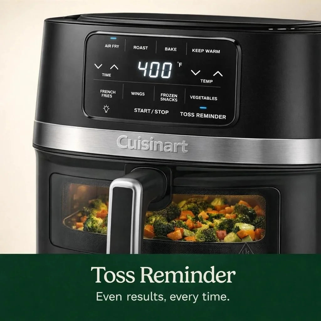 Cuisinart Air Fryer, 4.5-Quart Basket Fryer with 4 Cooking Functions to Air Fry, Roast, Bake, and Keep Warm, 4 Airfryer Presets, Dishwasher-Safe Parts, AIR-160NAS, Stainless Steel & Black