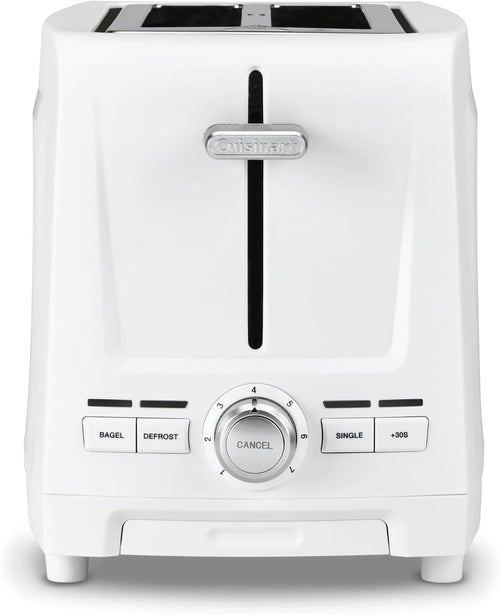 Cuisinart Core Collection 2-Slice Toaster | Extra-Long Slots for Artisan Bread, Bagel | High-Lift Quickview™ | Single Slice & Defrost Function | +30sec Toast Boost | Removable Crumb Tray, White