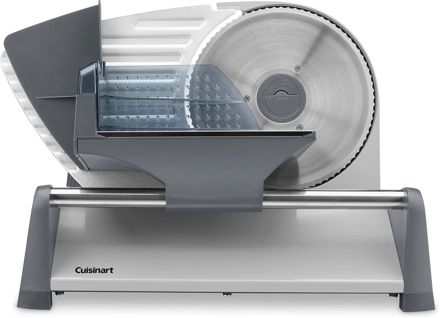 Cuisinart Kitchen Pro Food Slicer, Meat Slicer with Slice Control Knob Adjusts from 1/32" to 1/2" to Slice Bread, Roasts, and Firm Cheeses, Removable 7.5" Stainless Steel Cutting Blade, FS-75, Gray