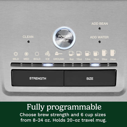 Cuisinart Coffee Maker, Grind and Brew Single Serve Coffee Maker, 6 Cup Sizes, Built-in Stainless Steel Burr Mill, Adjustable Strength, Grind Control and Over Ice Feature, Easy Cleaning, DGB-30