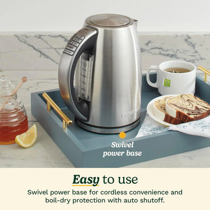 Cuisinart Electric Kettle, 1500W Fast Heating, 6 Temp Presets, 1.7L