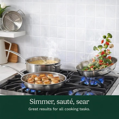 Cuisinart Stainless Steel Pots and Pans Set, Induction Compatible, 12 pc