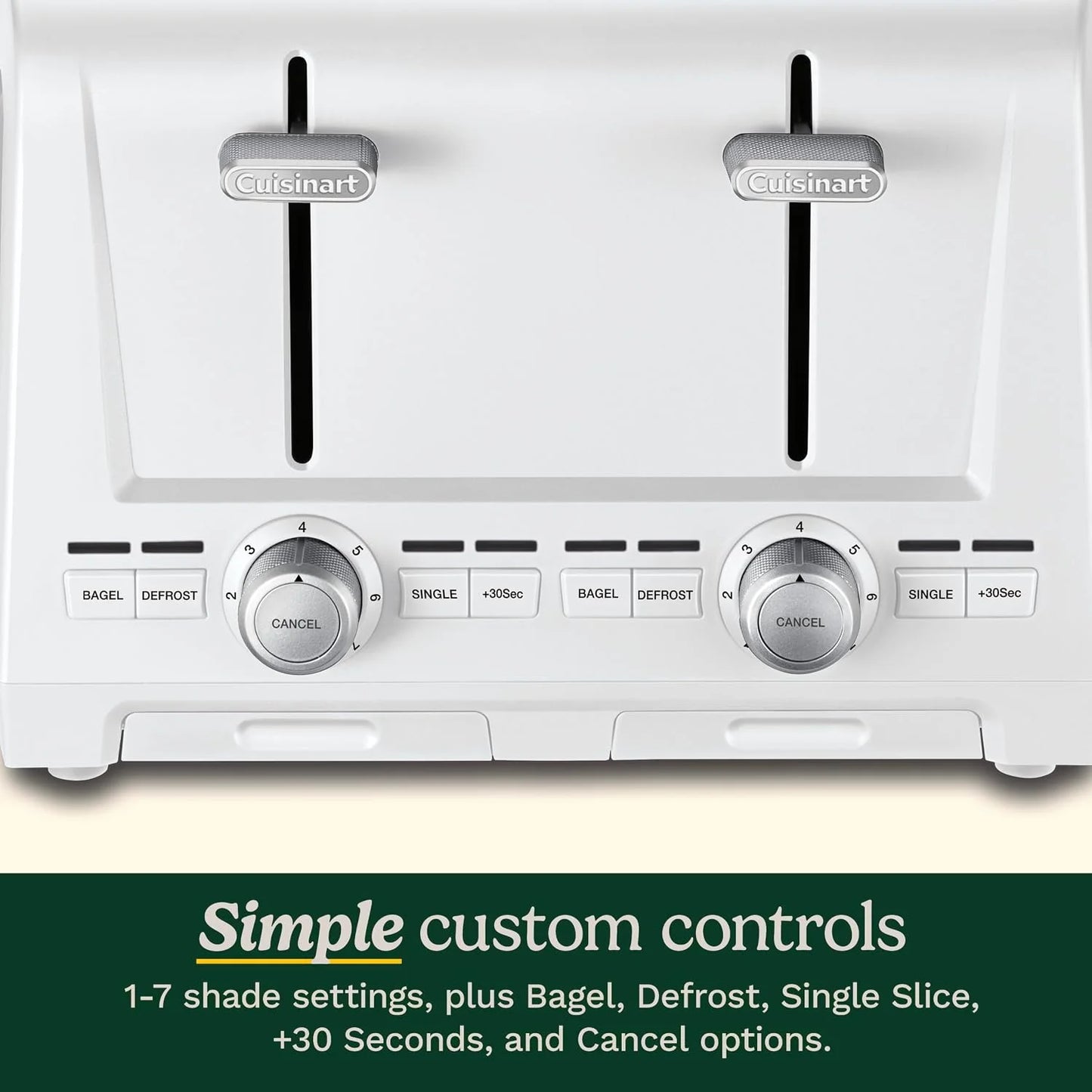 Cuisinart 4-Slice XL Slot Toaster, Extra-Wide Slots, 7 Shade Setting, White