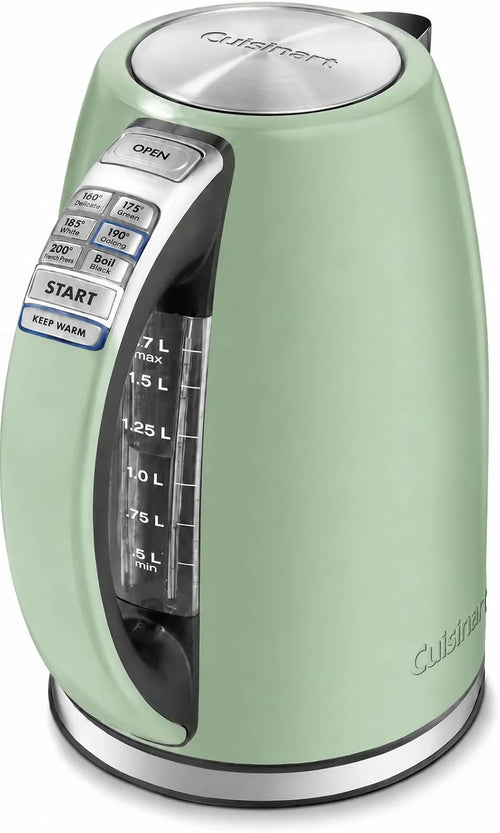 Cuisinart PerfecTemp 1.7-Liter Electric Kettle, Cordless Electric Tea Kettle, 1500W for Fast Heat-Up, 6 Preset Temperatures, 30-Minute Keep Warm, Stay Cool Nonslip Handle, Pistachio Stainless