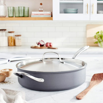 Cuisinart GG33-30H 5.5-Quart Saute Pan with Helper Handle and Cover GreenGourmet, Black