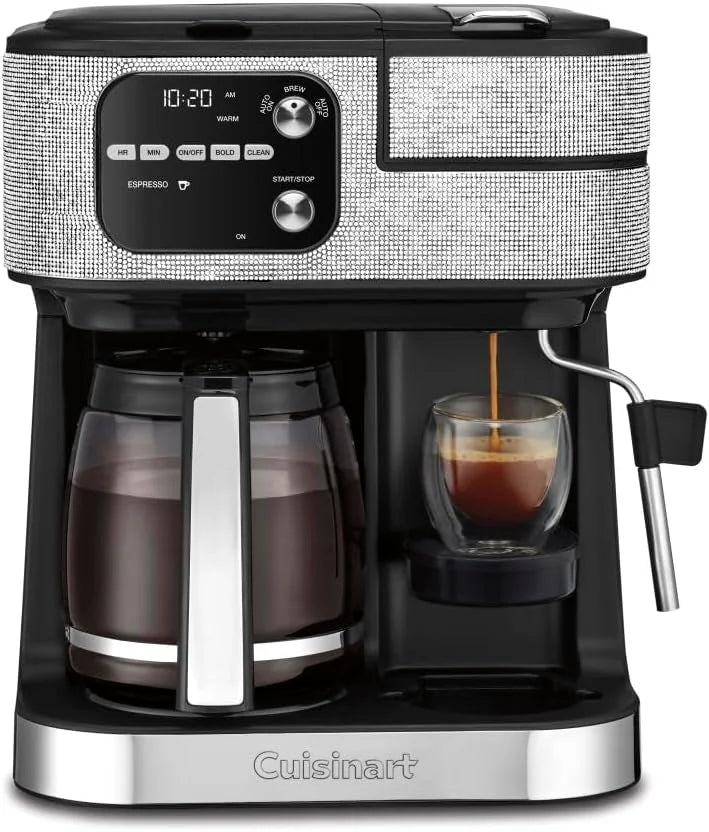 Cuisinart Coffeemaker, Coffee Center Barista Bar 4-In-1 Coffee Machine, Single-Serve Coffee, Espresso & Nespresso Capsule Compatible, 12-Cup Carafe, Silver Crystal, SS-4N1SC
