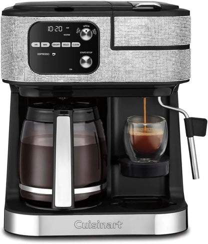 Cuisinart Coffeemaker, Coffee Center Barista Bar 4-In-1 Coffee Machine, Single-Serve Coffee, Espresso & Nespresso Capsule Compatible, 12-Cup Carafe, Silver Crystal, SS-4N1SC