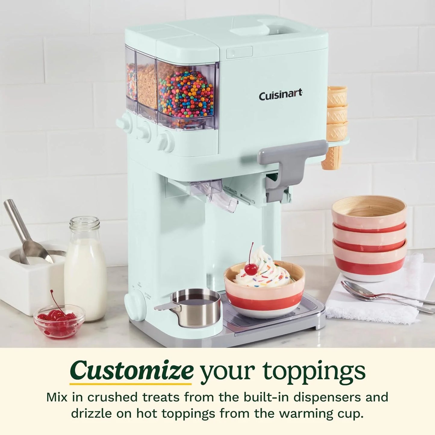 Cuisinart Soft Serve Ice Cream Machine- Mix It In Ice Cream Maker for Frozen Yogurt, Sorbet, Gelato, Drinks 1.5 Quart, Mint Green, ICE-48