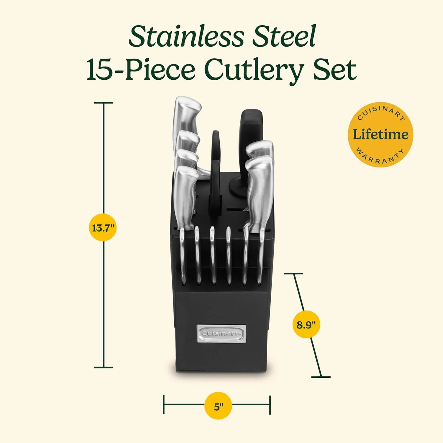 Cuisinart 15-Piece Stainless Steel Hollow Handle Block Set, C77SS-15PK