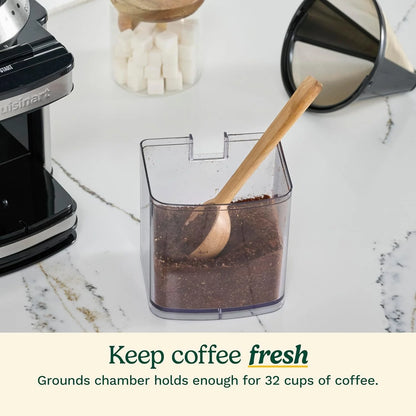 Cuisinart Coffee Grinder, Electric One-Touch Automatic Burr Coffee Grinder with 18-Position Grind Selector, Cup Size Selector for 4 – 18 Cups, Cream Stainless Steel