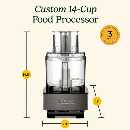 Cuisinart Food Processor 14-Cup Vegetable Chopper for Mincing, Dicing, Shredding, Puree & Kneading Dough, Black Stainless, DFP-14BKSY