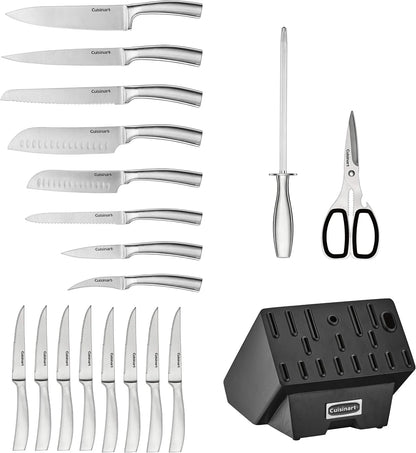 Cuisinart C77SS-19P Normandy 19 Piece Cutlery Block Set, Stainless Steel Ashwood Black