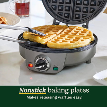 Cuisinart Belgian Waffle Maker, Round Waffle Iron, 6 Setting Adjustable Browning, Audible Alert, Nonstick Plates, WAF-200NAS