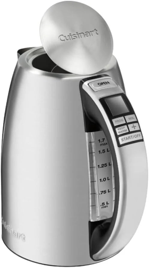 Cuisinart PerfecTemp 1.7-Liter 1500-Watt Stainless Steel Cordless Programmable Kettle with Six Presets, Stay-Cool Handle, & 360-Degree Swivel Power Base With LED display (CPK-20)