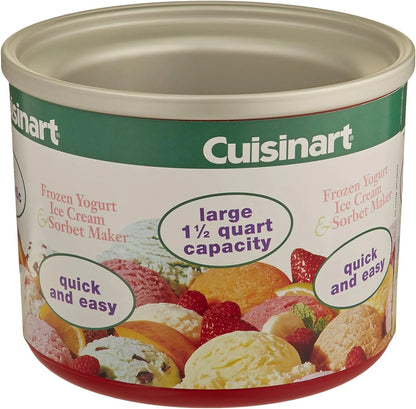 Cuisinart Plastic ICE-RFBR Replacement Freezer Bowl, 1-1/2-Quart Capacity, Red
