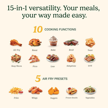 Cuisinart 15-in-1 Extra-Large Digital Air Fryer Oven with 9"x13" 2-in-1 Pan, Air Fry 4 Lbs of Wings, Cook a 13 Lb Turkey or 5+ Lb Chicken, Toast 9 Slices of Bread, and Bake a 13" Pizza, TOA-112