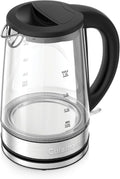 Cuisinart 1.5L Glass Kettle, Illumination, BPA-Free, Easy-Pour Nondrip Spout, Hinged Lid Opening, 1-Cup Marking, and 360-Degree Rotational Base, Auto Shut-Off