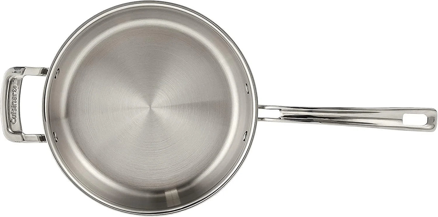 Cuisinart MCP33-24HN MultiClad Pro Stainless 3-1/2-Quart Saute with Helper and Cover Skillet, 3.5-Quart, Sauté Pan w/Helper & Cover
