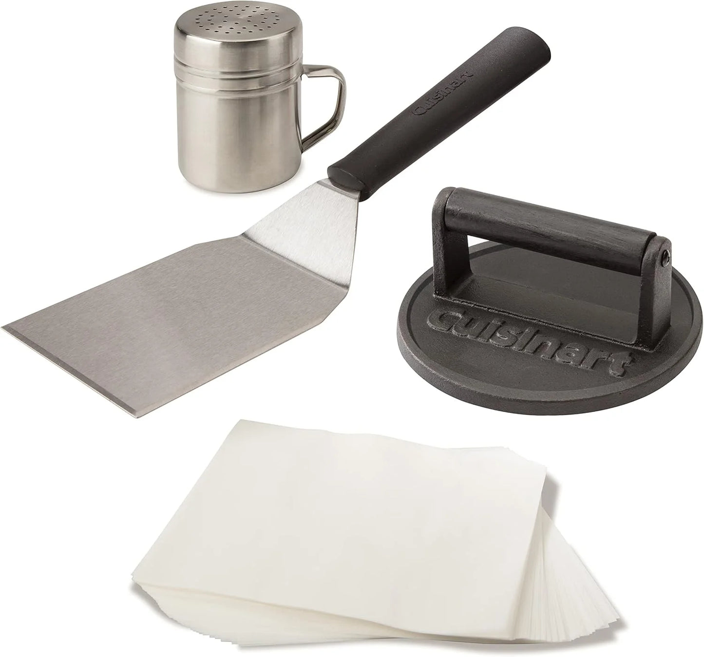 Cuisinart Smash Burger Kit w/Burger Press, Spatula, Shaker & Patty Papers