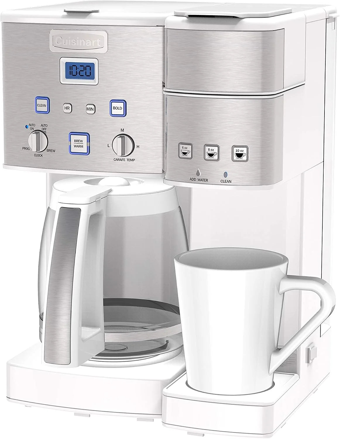 Cuisinart SS-15W Maker Coffee Center 12-Cup Coffeemaker and Single-Serve Brewer, White Stainless Steel