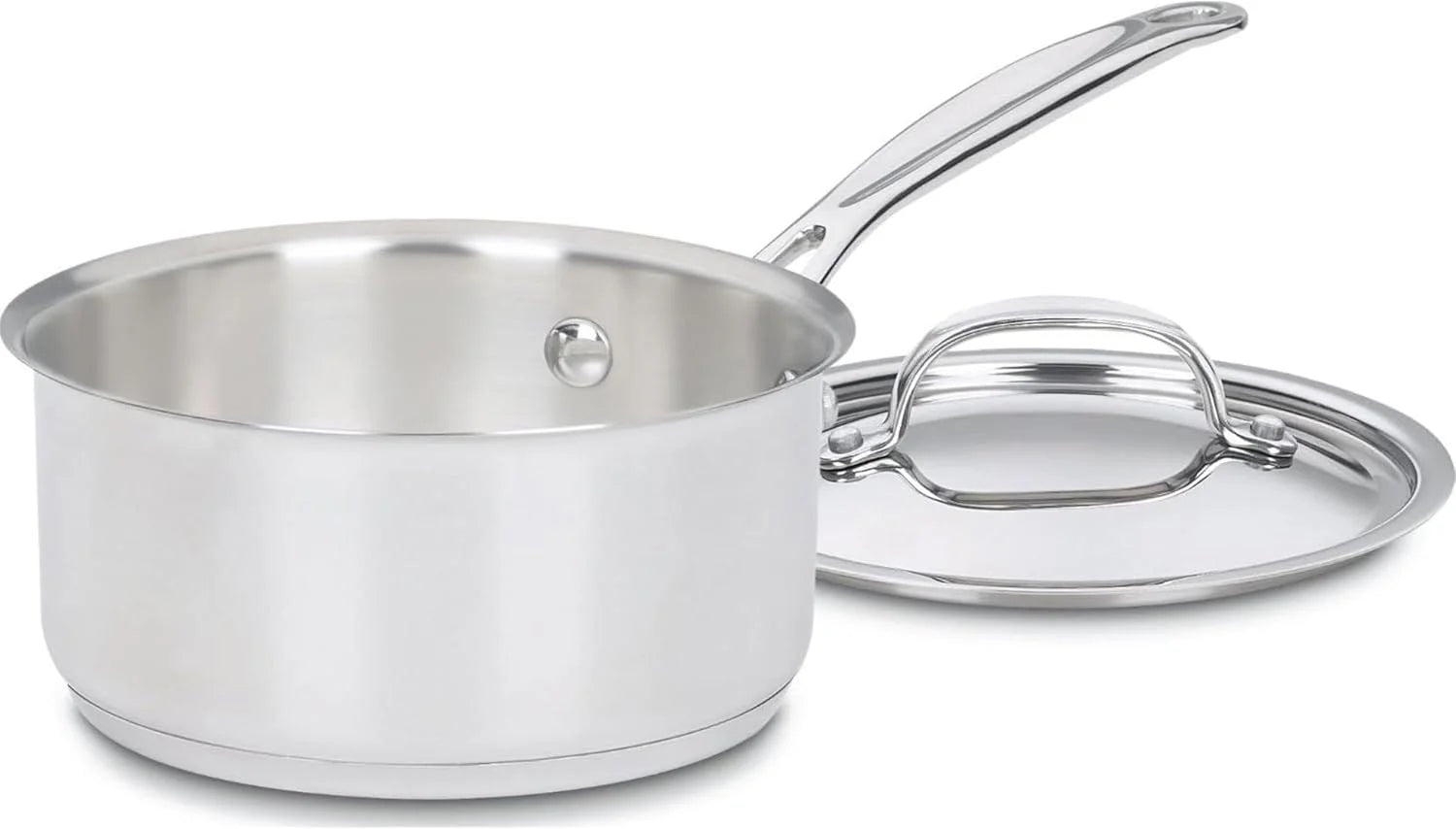 Cuisinart 1.5 Quart Sauce Pan with Cover, Stainless Steel Pot with Lid, Small Kitchen Pots, Dishwasher Safe, Compatible with Induction, Electric, Gas Cooktops, Oven Safe Saucepan, Cool Grip Handles