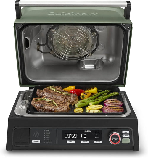 Cuisinart Outdoor Electric Grill, 8-in-1 Air Fryer/Grill/Smoker, 154 sq in