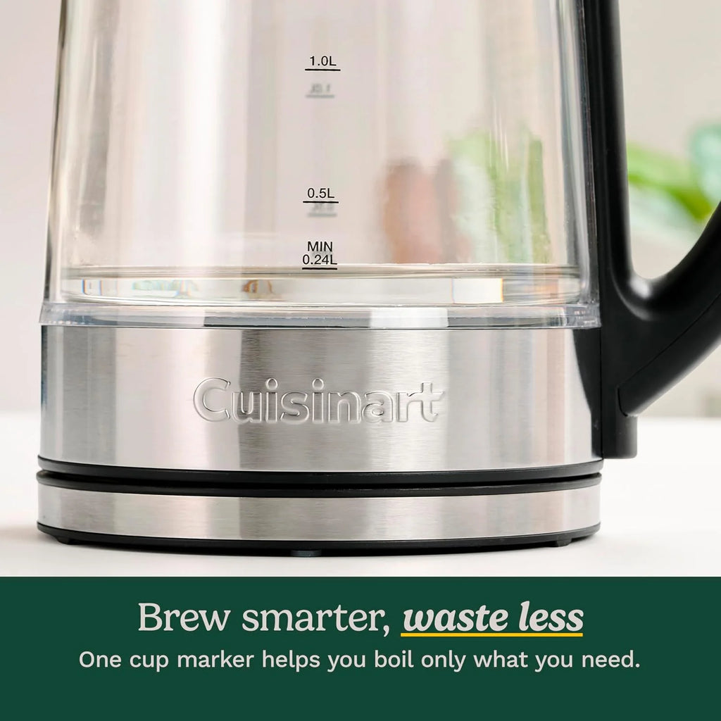 Cuisinart 1.7L Glass Variable Temperature Control Electric Kettle 110°F–212°F with Touchscreen Controls, Illumination, Dual‑Layer Cool‑Touch Design & Nondrip Spout