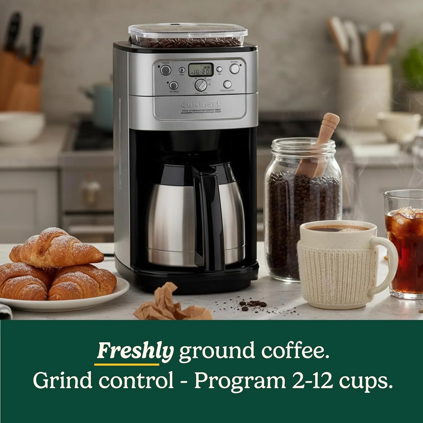 Cuisinart DGB-950BCC Burr Grind & Brew 10 Cup Automatic Coffee Maker, Thermal Carafe, Charcoal Water Filter, Programmable, Stainless Steel