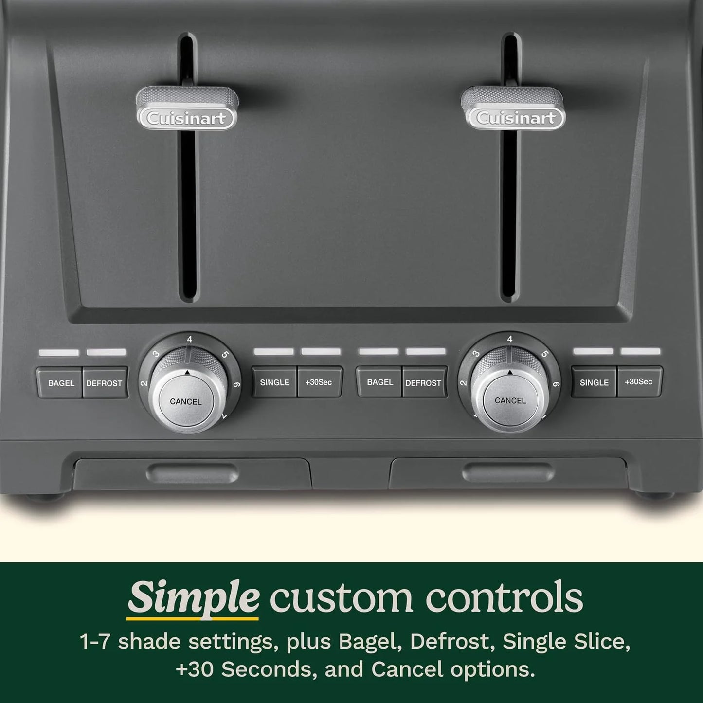 Cuisinart 4-Slice XL Slot Toaster, Extra-Wide Slots, 7 Shade Setting, Stone