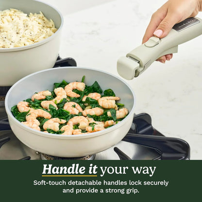 Cuisinart ClickSmart Nonstick Ceramic Cookware, Detachable Handle, 13-Pc