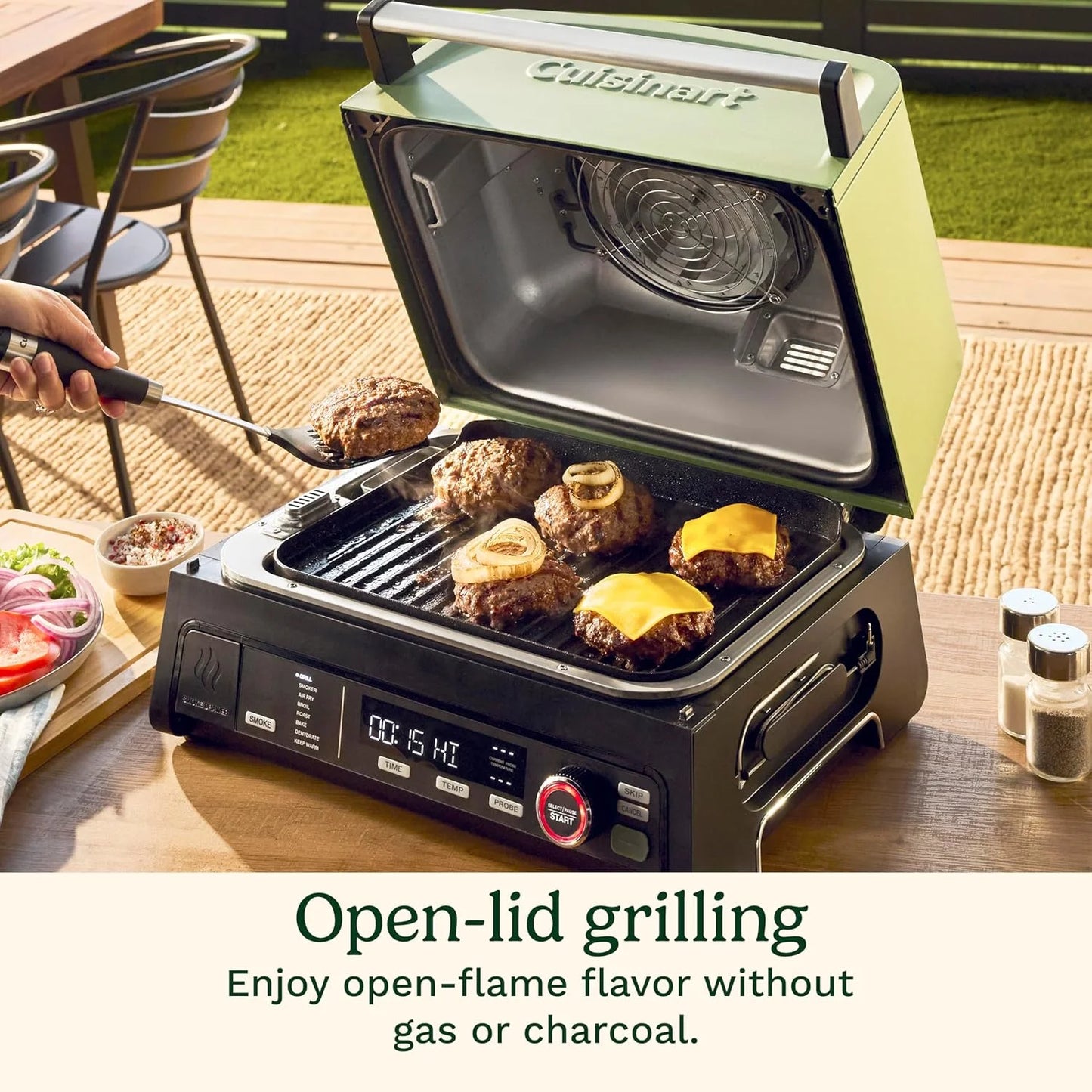 Cuisinart Outdoor Electric Grill, 8-in-1 Air Fryer/Grill/Smoker, 154 sq in
