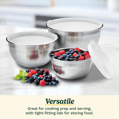 Cuisinart Mixing Bowl Set, Nesting Bowls, Stainless Steel, 3-Piece