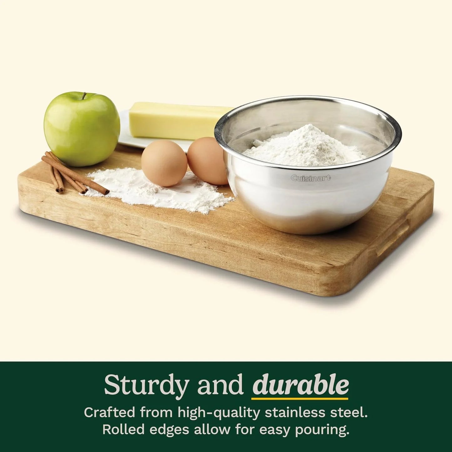 Cuisinart Mixing Bowl Set, Nesting Bowls, Stainless Steel, 3-Piece