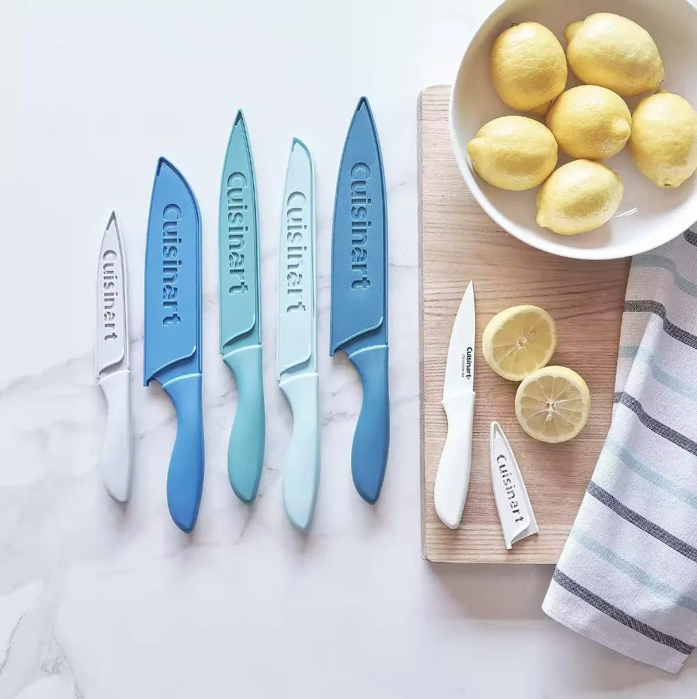 Cuisinart 12-Piece Kitchen Knife Set, Advantage Color Collection with Blade Guards, (Nautical)