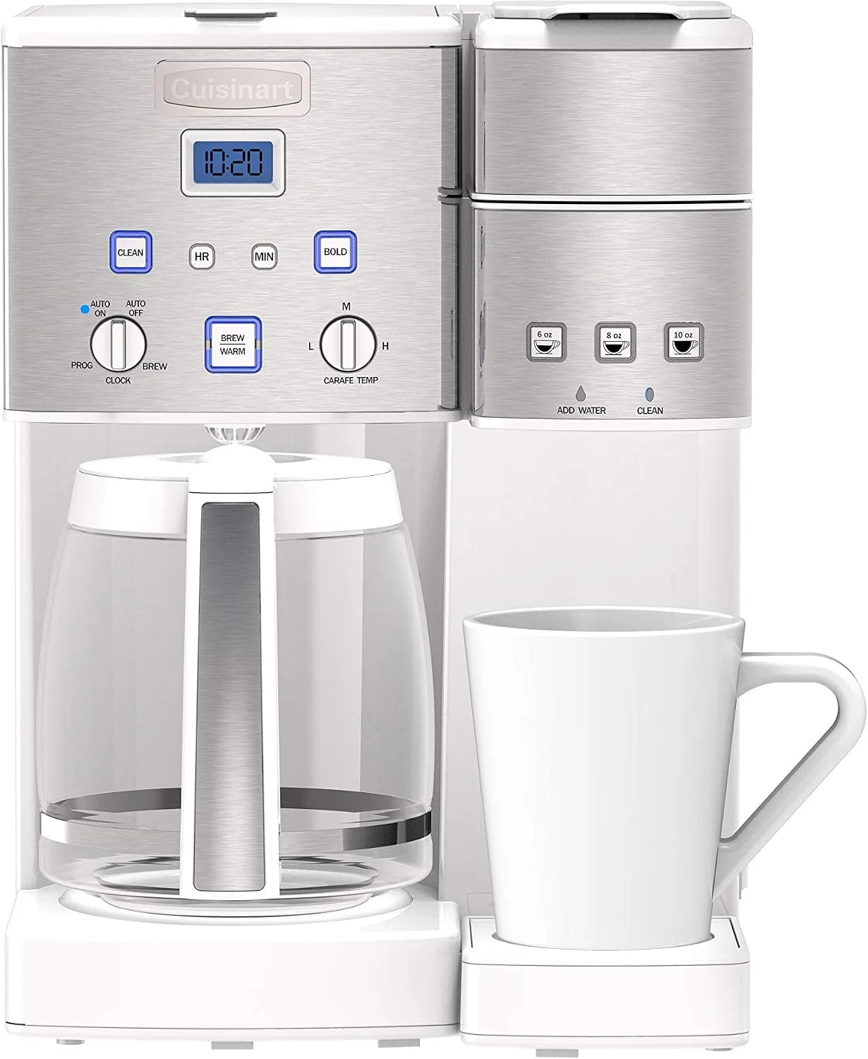 Cuisinart SS-15W Maker Coffee Center 12-Cup Coffeemaker and Single-Serve Brewer, White Stainless Steel