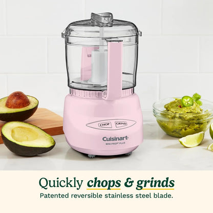 Cuisinart Mini-Prep Plus Food Processor, 3-cup Mini Food Processor to Chop Herbs, Vegetables, and Hard Cheese, 3-cup Work Bowl, Reversible Stainless Steel Blade, DLC-2APK, Pink