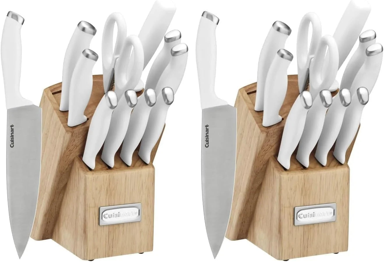 Cuisinart Block Knife Set, 12pc Cutlery Knife Set with Steel Blades for Precise Cutting, Lightweight, Stainless Steel, Durable & Dishwasher Safe, C77SSW-12P (Pack of 2)