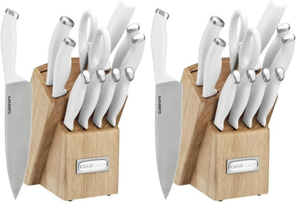 Cuisinart Block Knife Set, 12pc Cutlery Knife Set with Steel Blades for Precise Cutting, Lightweight, Stainless Steel, Durable & Dishwasher Safe, C77SSW-12P (Pack of 2)