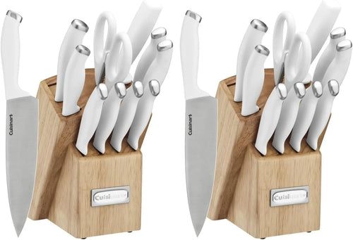 Cuisinart Block Knife Set, 12pc Cutlery Knife Set with Steel Blades for Precise Cutting, Lightweight, Stainless Steel, Durable & Dishwasher Safe, C77SSW-12P (Pack of 2)